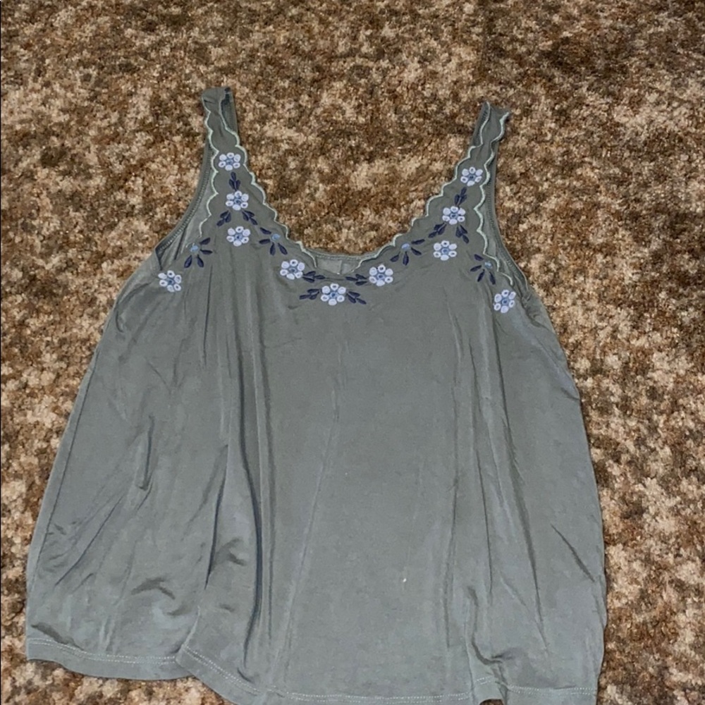 Olive green floral tank